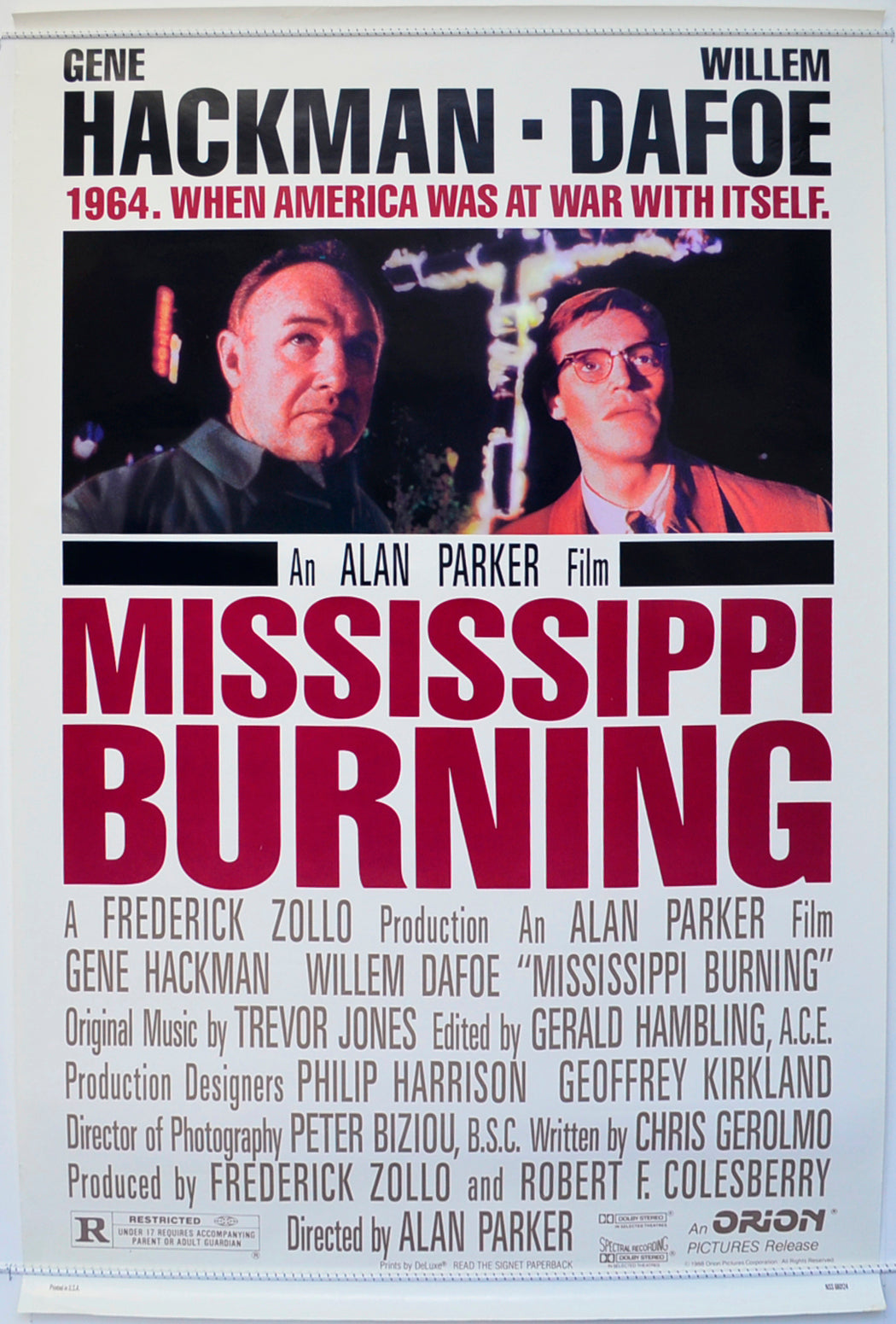 Mississippi Burning  Original One Sheet Poster - Film Poster - Movie Poster 