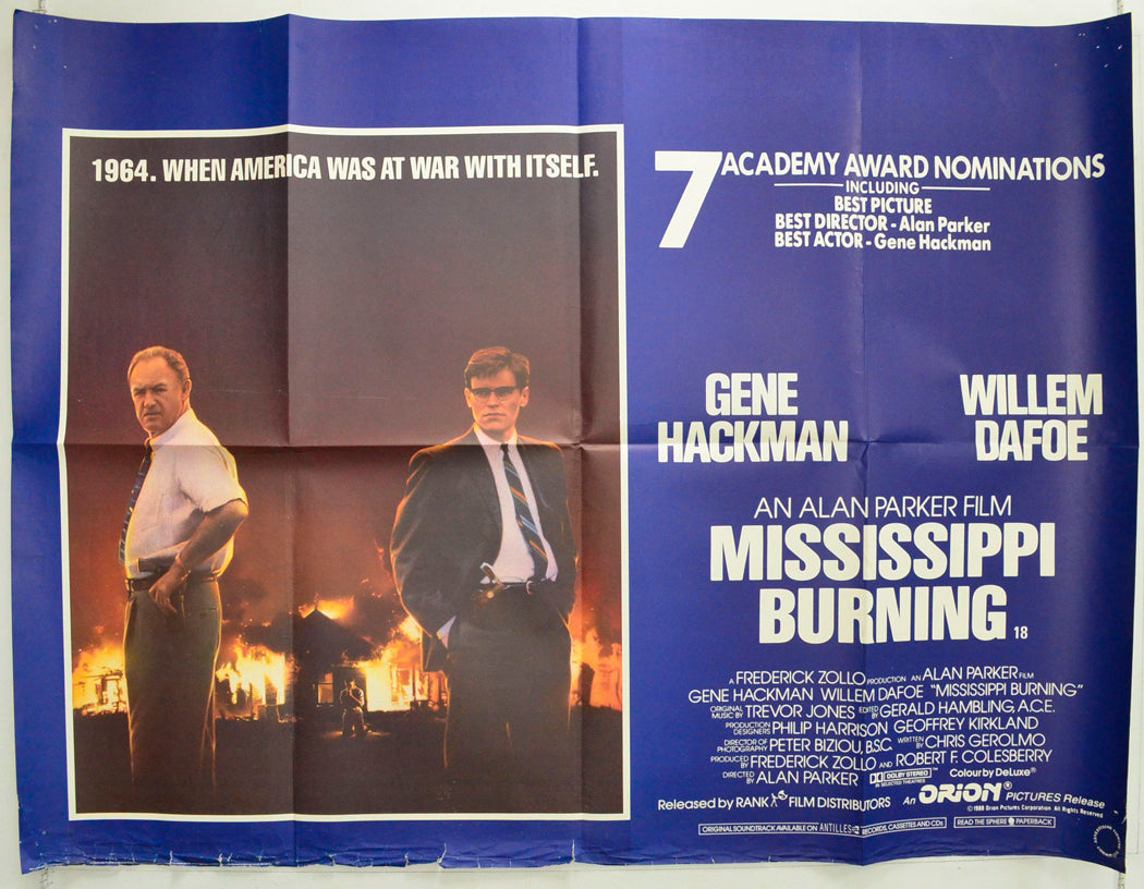 Mississippi Burning Original British Quad Poster - Film Poster - Movie Poster 