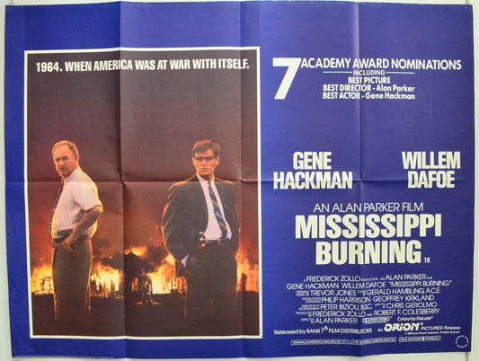 Mississippi Burning Original British Quad Poster - Film Poster - Movie Poster 