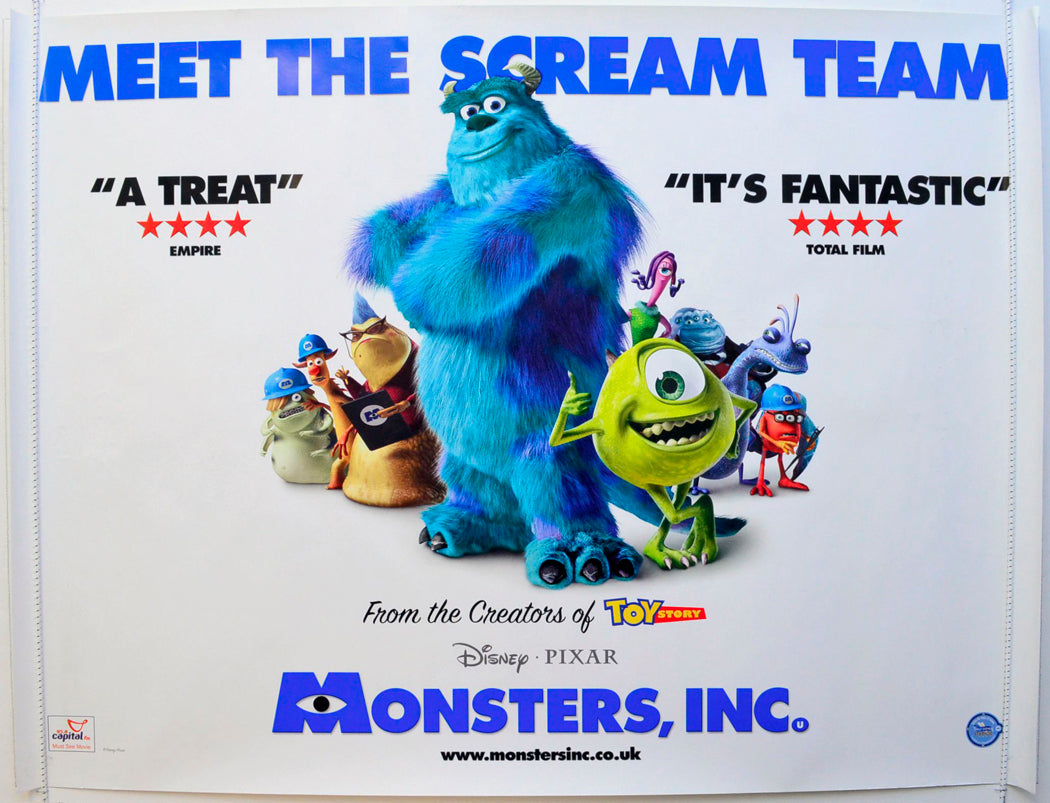 Monsters Inc  (Teaser / Advance Version)   Original British Quad Poster - Film Poster - Movie Poster 