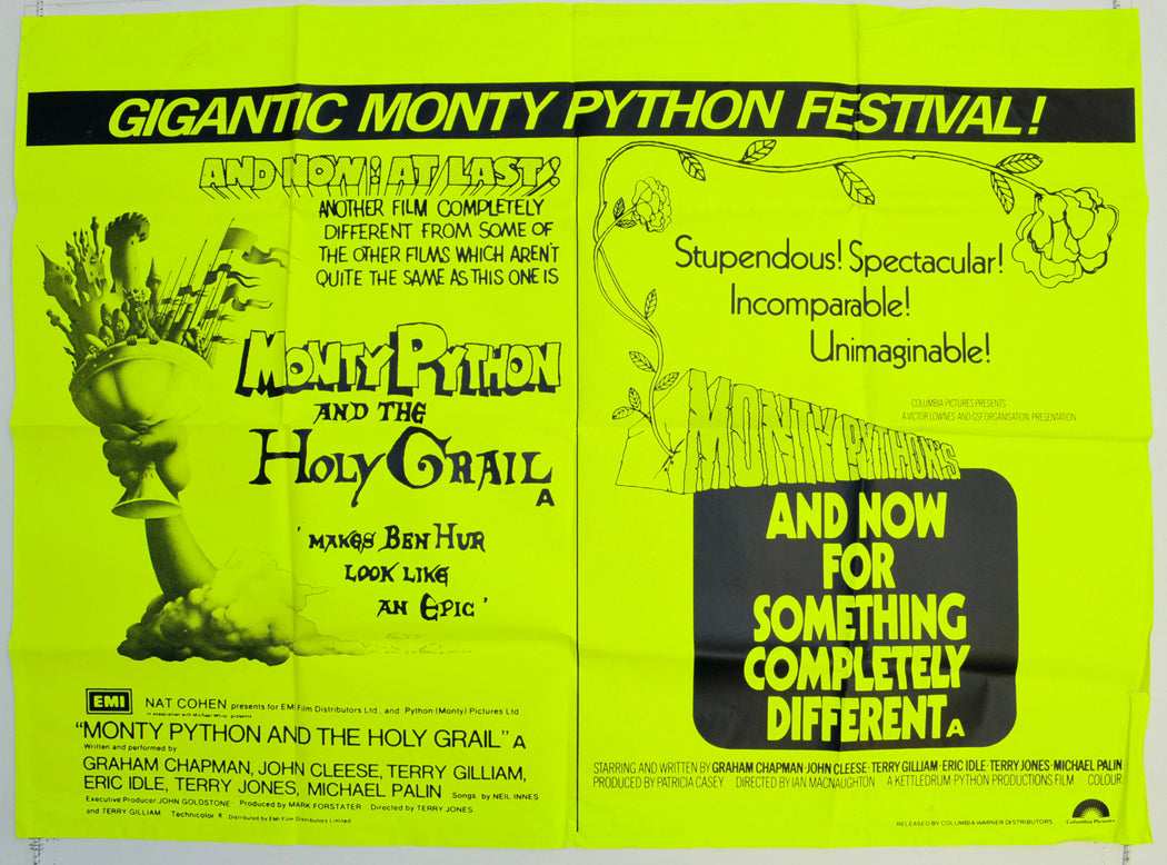 Monty Python And The Holy Grail / And Now For Something Completely Different  Original British Quad Poster - Film Poster - Movie Poster 