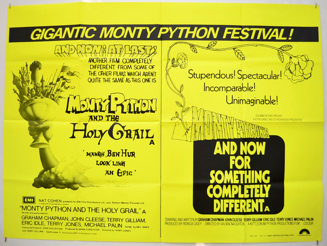 Monty Python And The Holy Grail / And Now For Something Completely Different (Double Bill) Original Quad Poster - Film Poster - Movie Poster