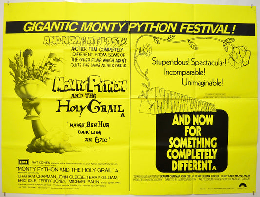 Monty Python And The Holy Grail / And Now For Something Completely Different (Double Bill) Original Quad Poster - Film Poster - Movie Poster