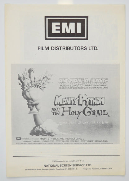 Monty Python And The Holy Grail Original 8 Page Cinema Exhibitors Campaign Pressbook (UK) + Synopsis / Credits Booklet