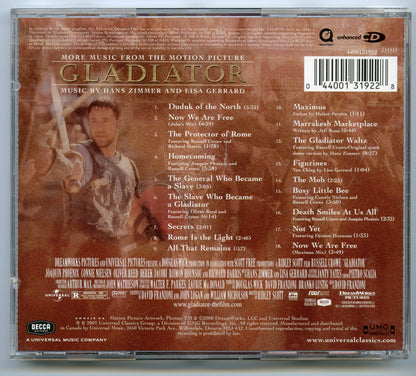 MORE MUSIC FROM GLADIATOR Original CD Soundtrack (back) 