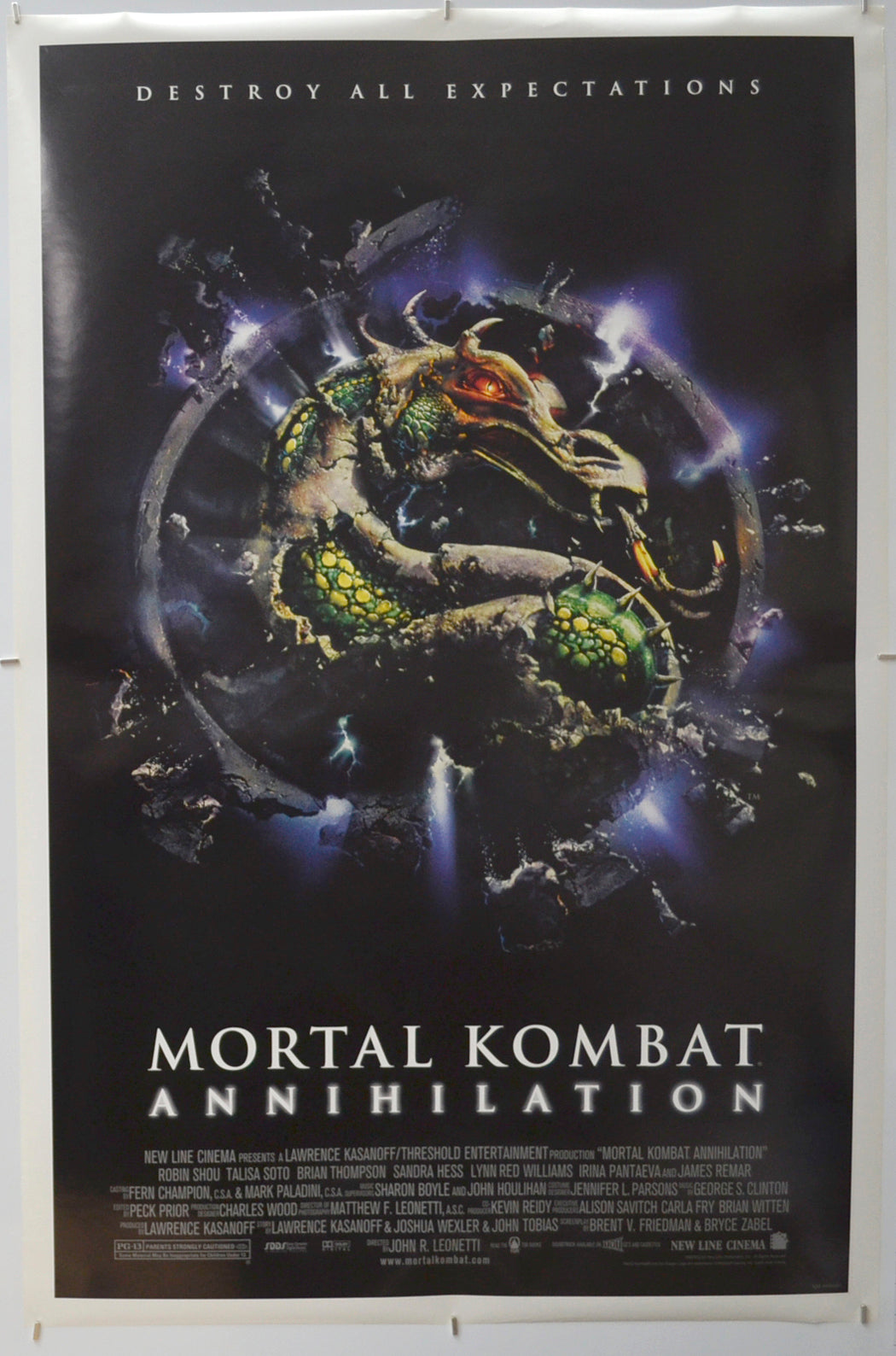 Mortal Kombat Annihilation Original One Sheet Poster - Film Poster - Movie Poster - Cinema Poster