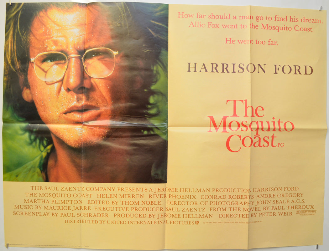 The Mosquito Coast  Original Quad Poster - Film Poster - Movie Poster