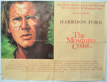 The Mosquito Coast Original Quad Poster - Film Poster - Movie Poster