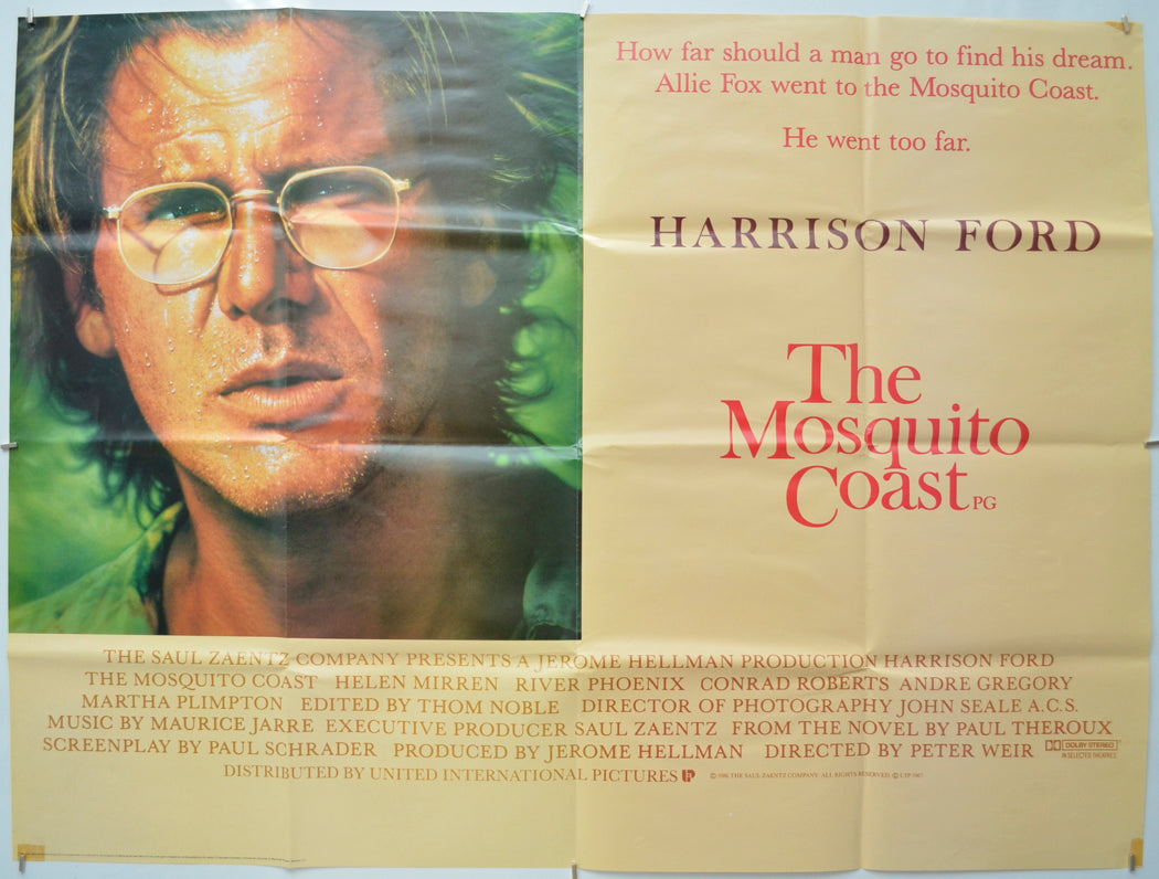 The Mosquito Coast  Original Quad Movie Poster  