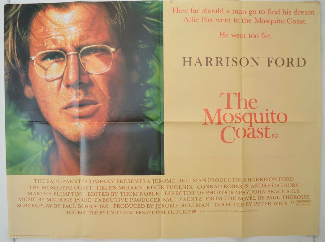 The Mosquito Coast   Original Quad Poster - Film Poster - Movie Poster 