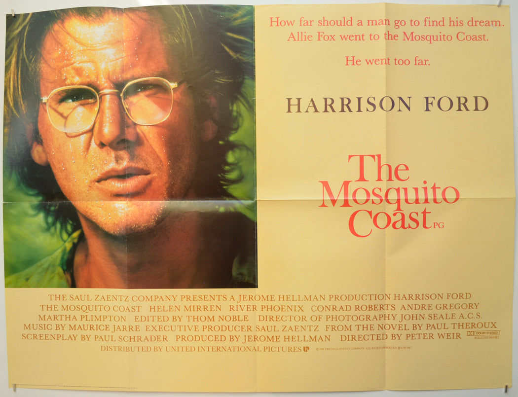 The Mosquito Coast Original Quad Poster - Film Poster - Movie Poster