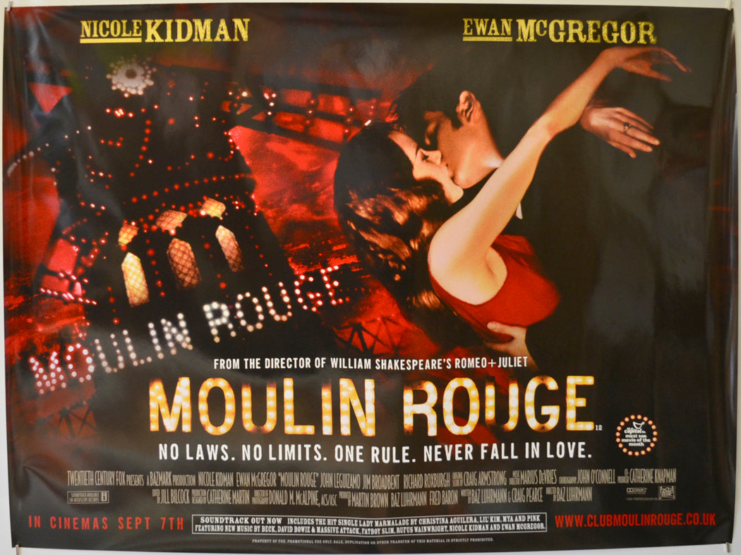 Moulin Rouge  Original Quad Poster - Film Poster - Movie Poster