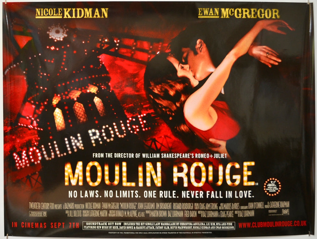 Moulin Rouge  Original Quad Poster - Film Poster - Movie Poster