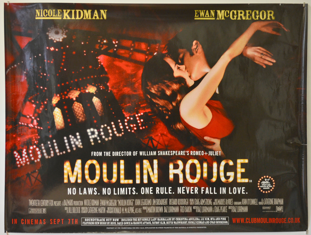 Moulin Rouge Original Quad Poster - Film Poster - Movie Poster  