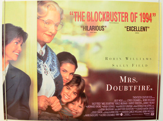 Mrs Doubtfire  Original British Quad Poster - Film Poster - Movie Poster