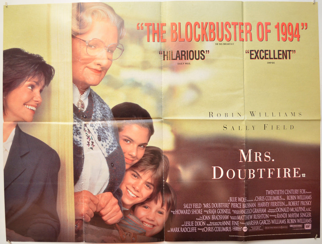 Mrs Doubtfire Original Quad Poster - Film Poster - Movie Poster