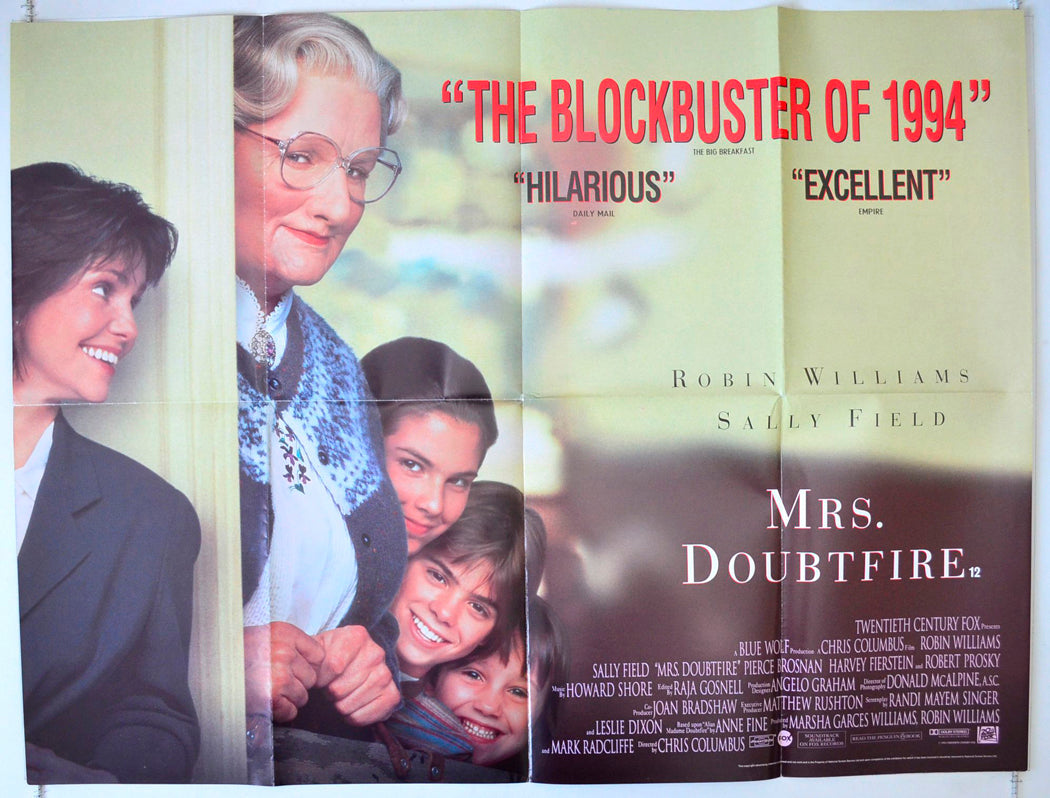 Mrs Doubtfire Original British Quad Poster - Movie Poster