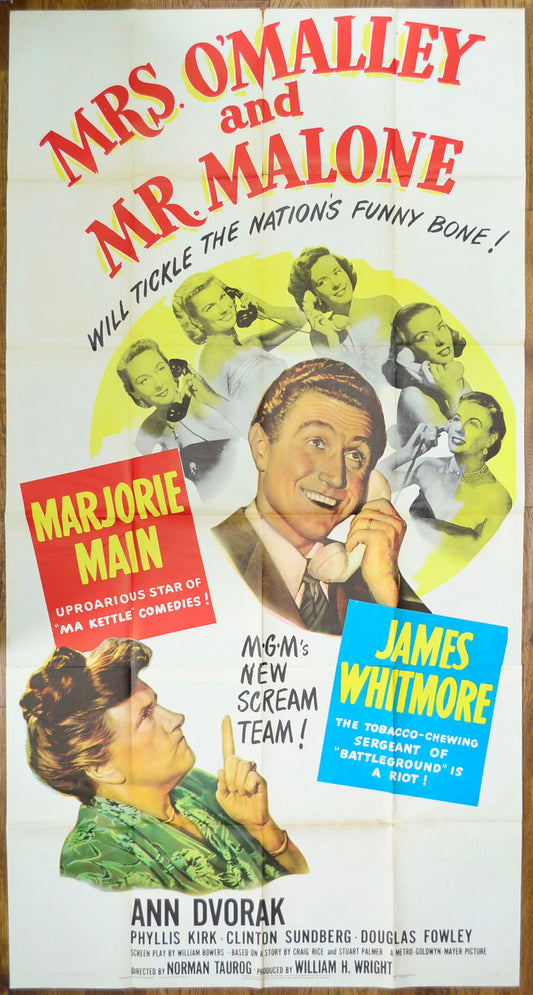 Mrs. O'Malley And Mr. Malone    Original US 3-Sheet Poster - Movie Poster