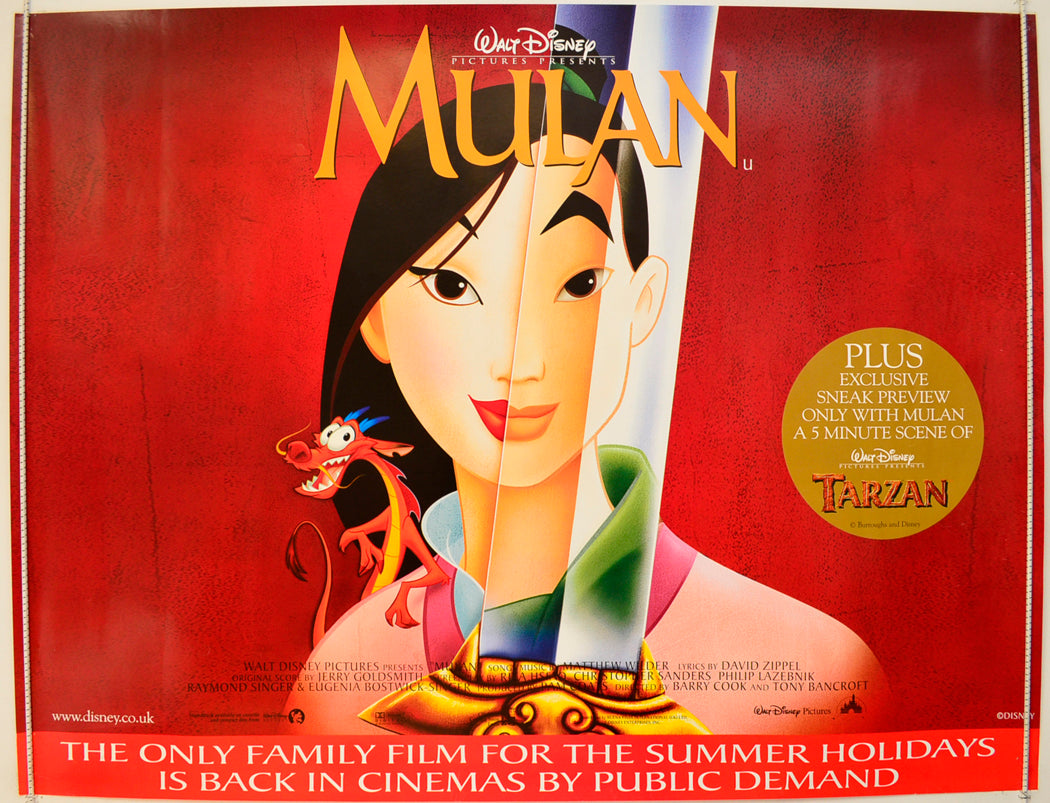 Mulan  (1999 re-release Version)   Original Quad Poster - Film Poster - Movie Poster  