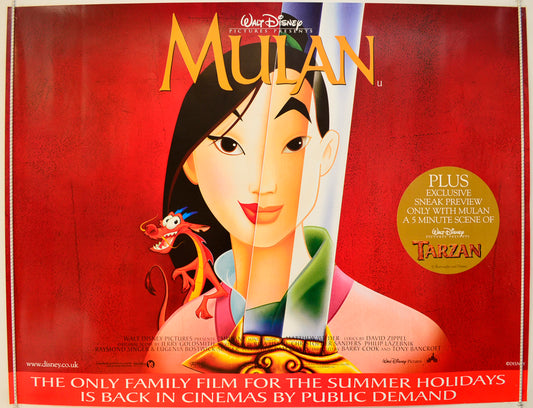 Mulan  (1999 re-release Version)   Original Quad Poster - Film Poster - Movie Poster  