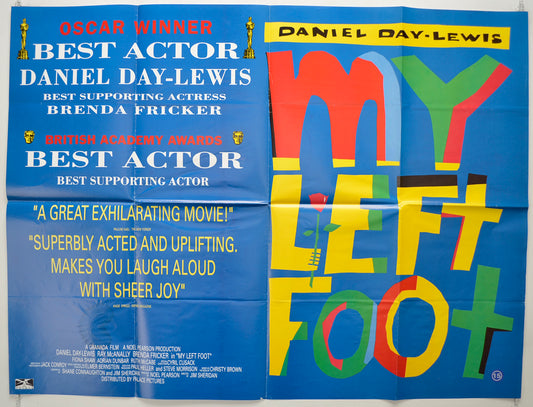 My Left Foot  (Awards version)   Original Quad Poster - Film Poster - Movie Poster  