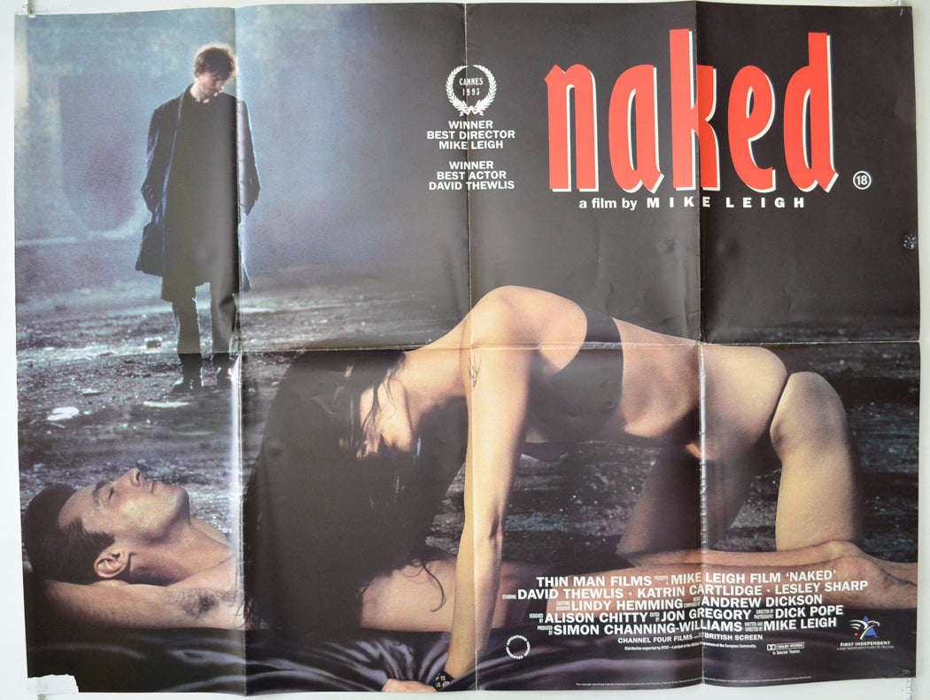 Naked  (Cannes Winner 1993 Best Director, Best Actor)   Original Quad Poster - Film Poster - Movie Poster  