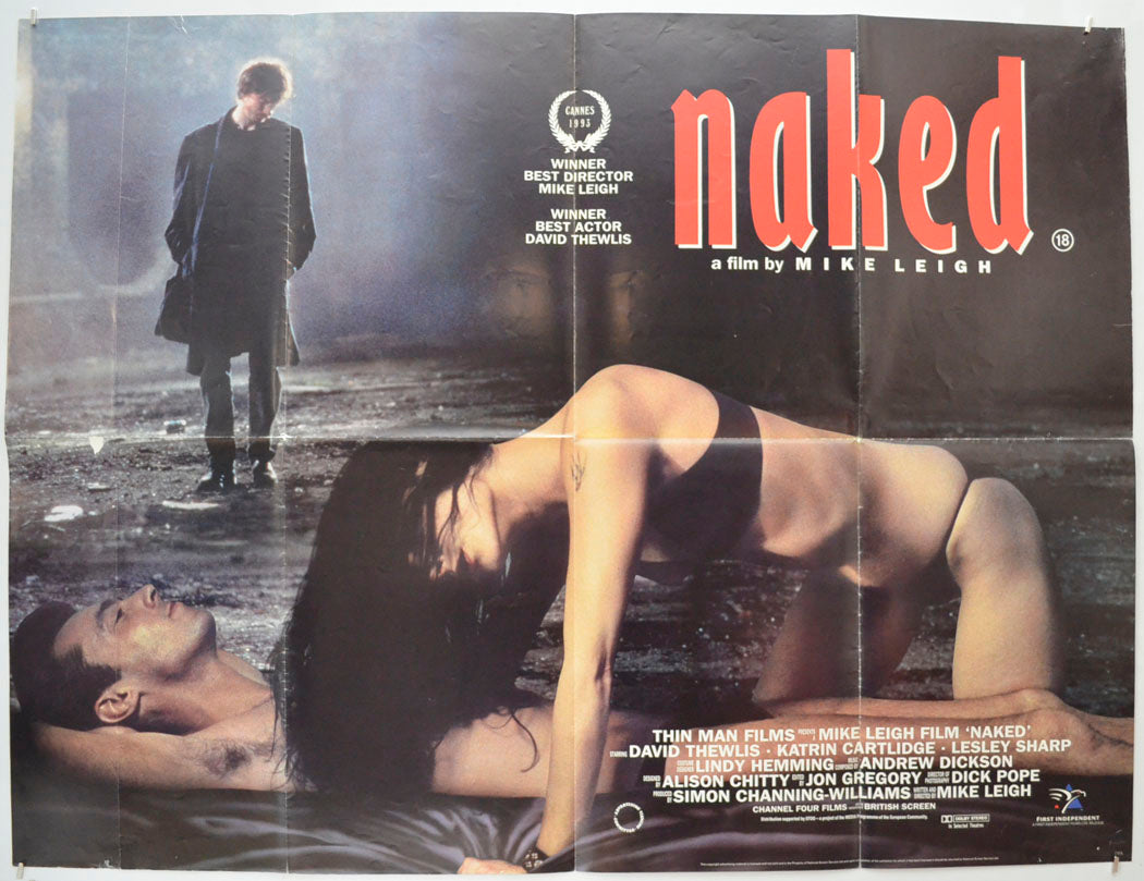 Naked (Cannes Winner 1993 Best Director, Best Actor) Original Quad Poster - Film Poster - Movie Poster