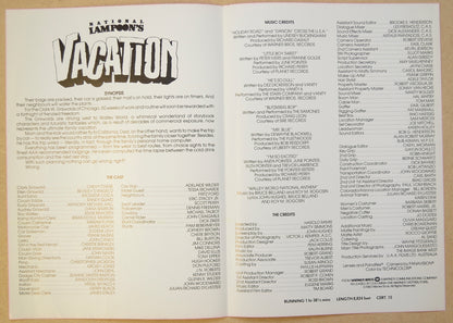 NATIONAL LAMPOON’S VACATION Cinema Exhibitors Synopsis Credits Booklet - BACK 