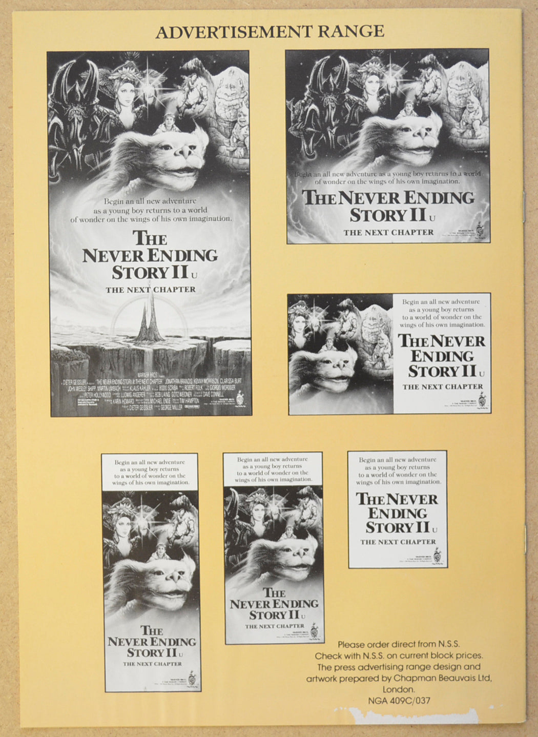 THE NEVER ENDING STORY II Cinema Exhibitors Campaign Press Book - INSIDE 