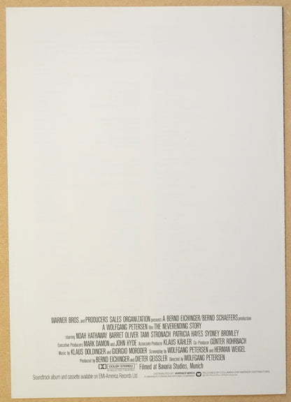 NEVER ENDING STORY Cinema Exhibitors Synopsis Credits Booklet - INSIDE 