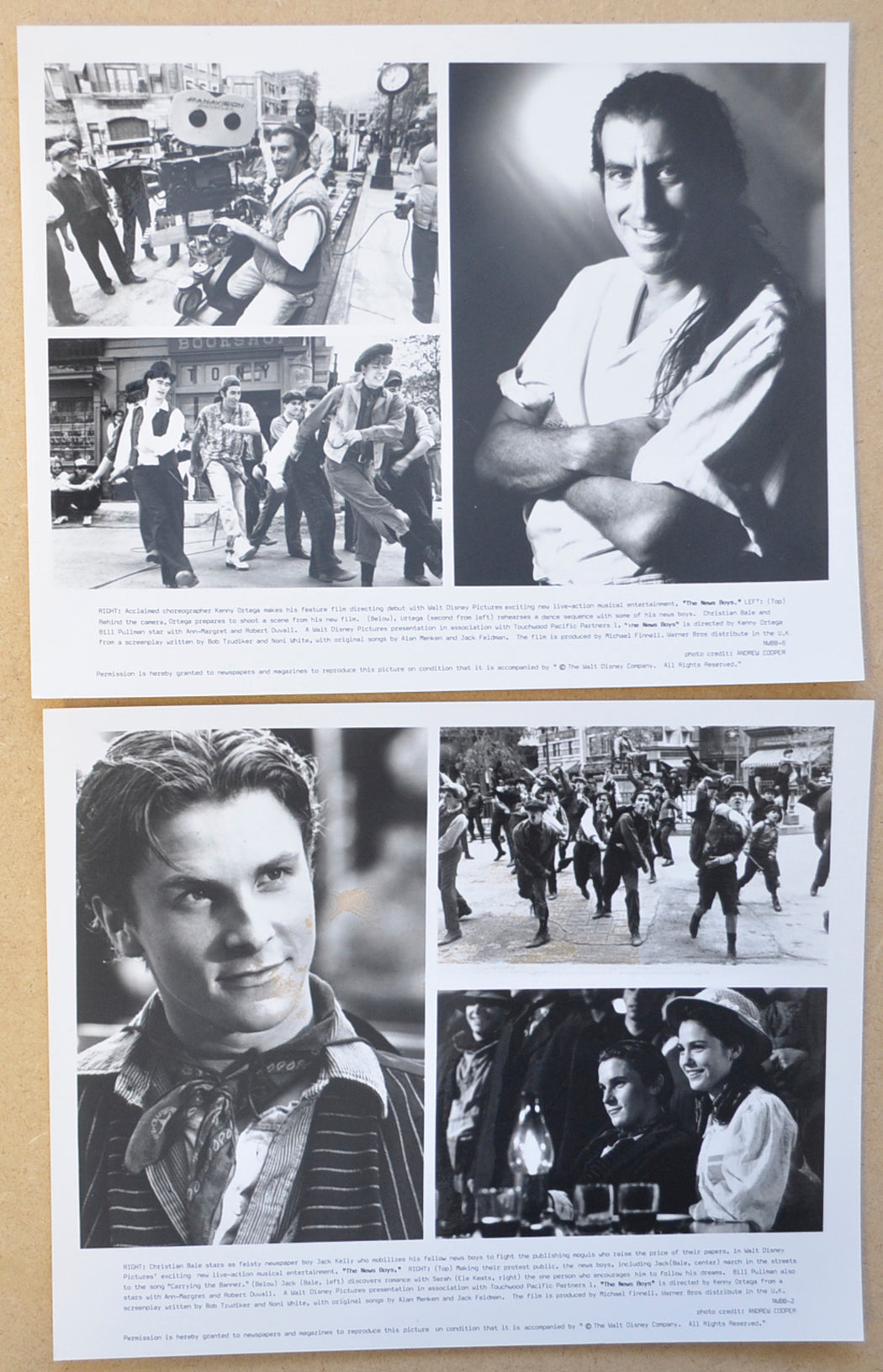 The News Boys (a.k.a. Newsies)  2 Original Black and White Press Stills (Photographs) 