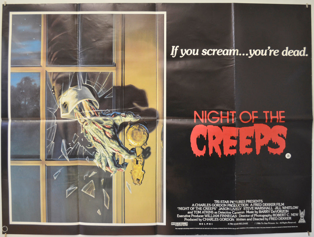 Night Of The Creeps  Original Quad Poster - Film Poster - Movie Poster