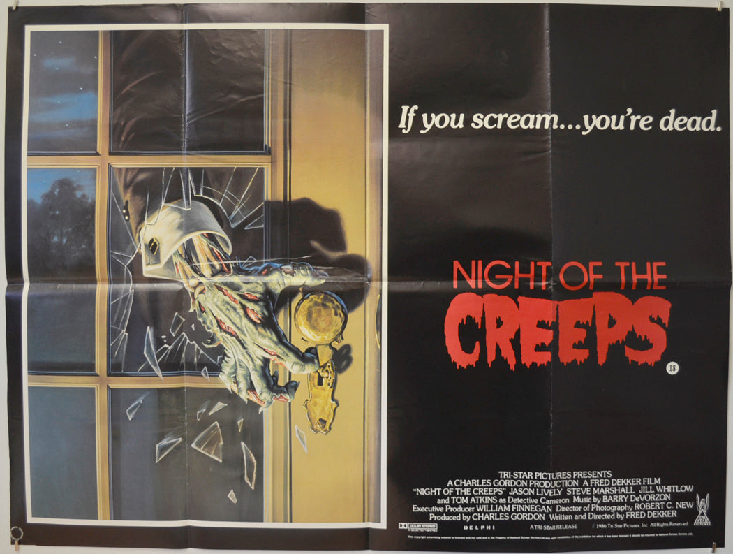 Night Of The Creeps  Original Quad Poster - Film Poster - Movie Poster