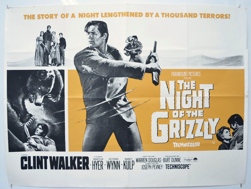 The Night Of The Grizzly Original Quad Poster - Film Poster - Movie Poster