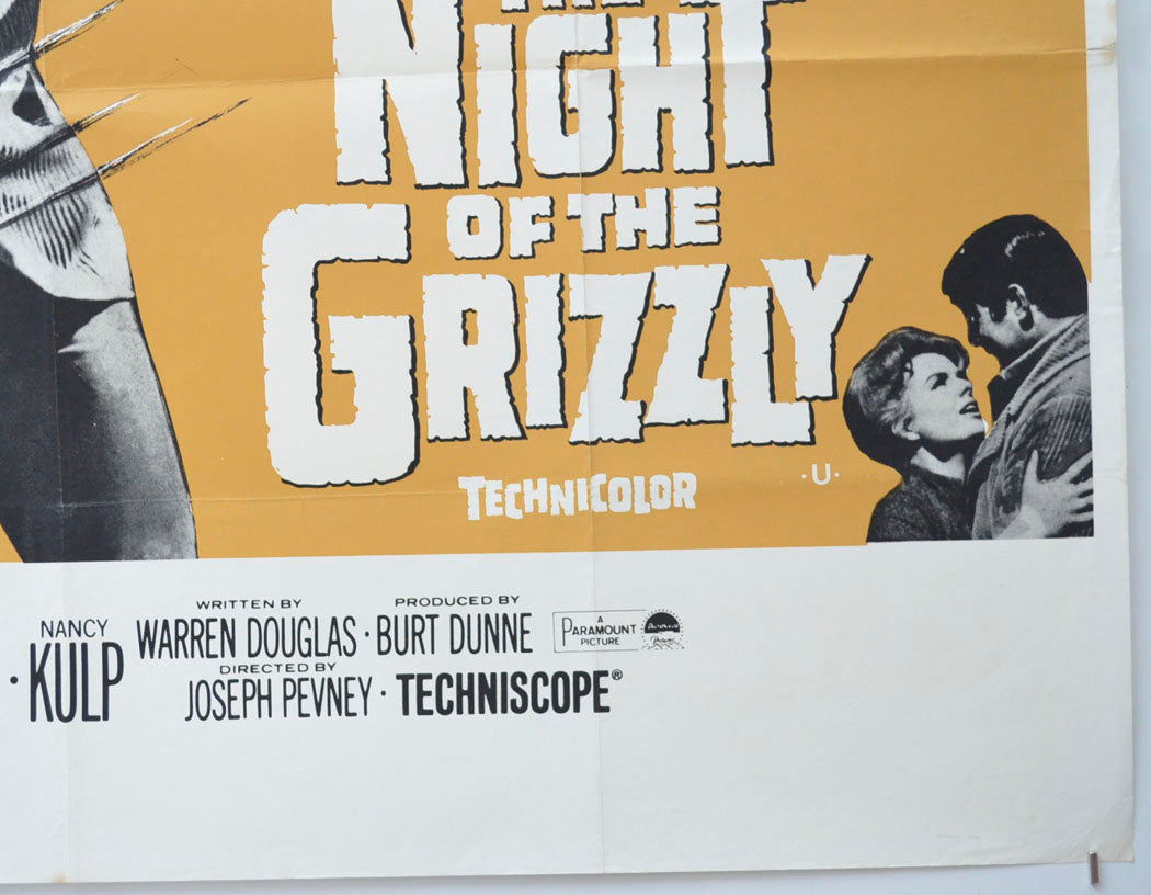 THE NIGHT OF THE GRIZZLY (Bottom Right) Cinema Quad Movie Poster 