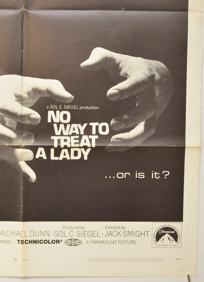 NO WAY TO TREAT A LADY (Bottom Right) Cinema One Sheet Movie Poster 