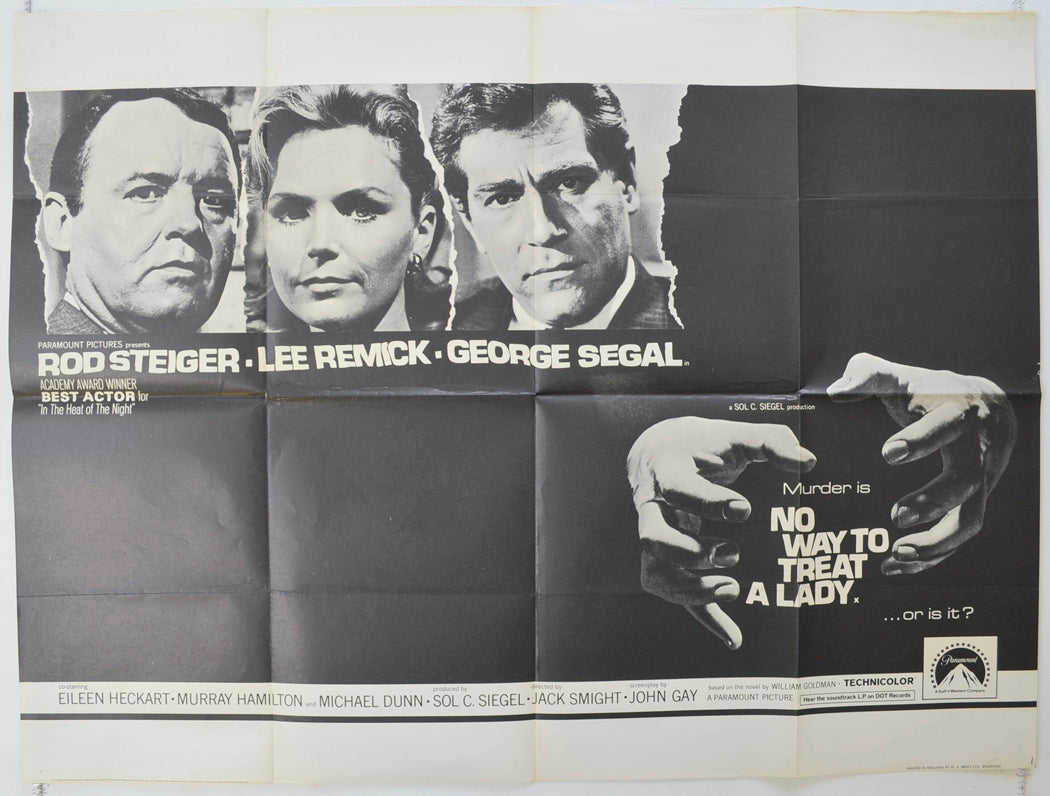 No Way To Treat A Lady   Original Quad Poster - Film Poster - Movie Poster 