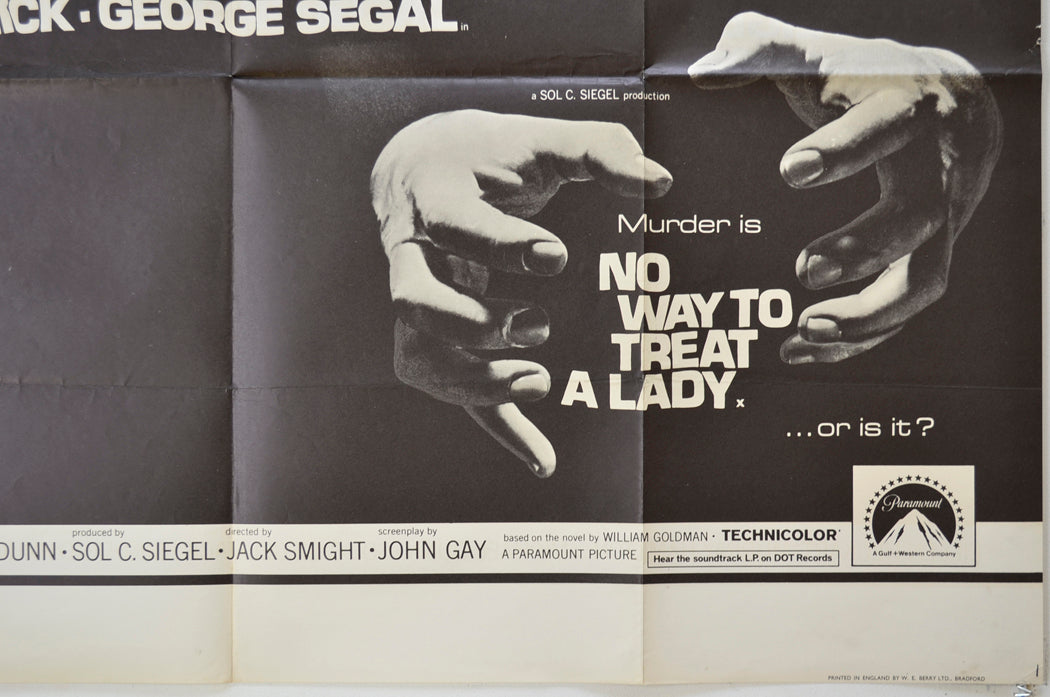 NO WAY TO TREAT A LADY (Bottom Right) Cinema Quad Movie Poster 