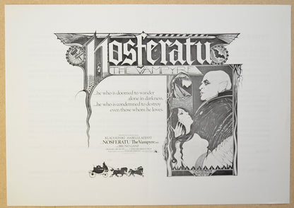 Nosferatu The Vampyre Original Cinema Exhibitors Synopsis / Credits Booklet (UK)