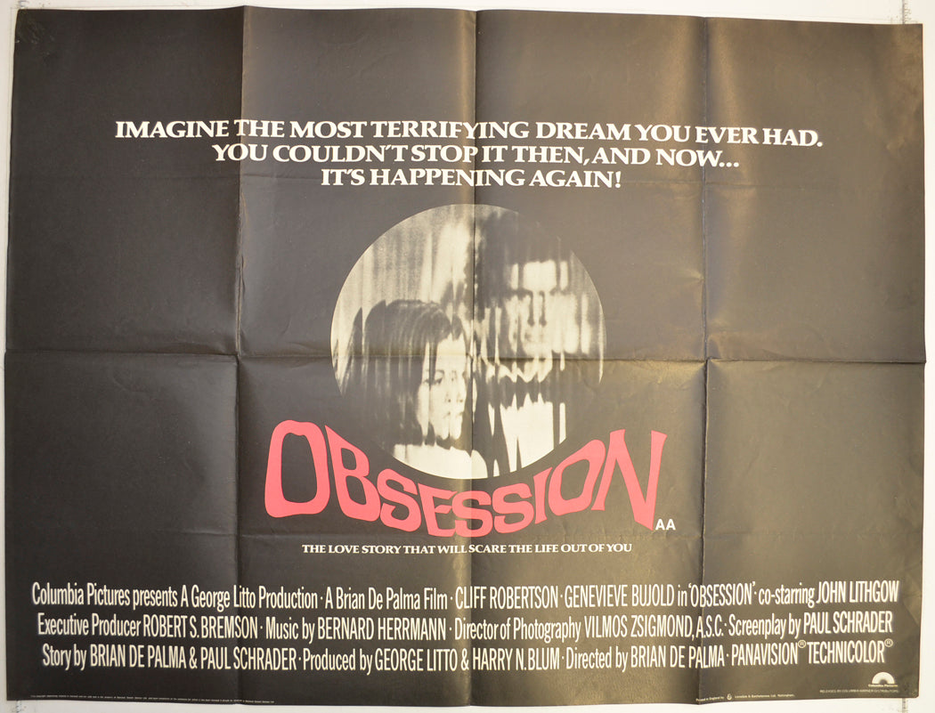 Obsession  Original British Quad Poster - Film Poster - Movie Poster 