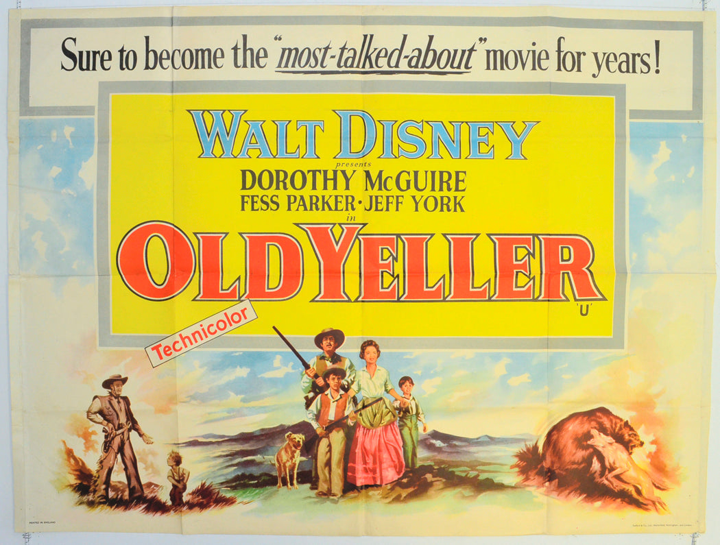 Old Yeller  Original British Quad Poster - Film Poster - Movie Poster 