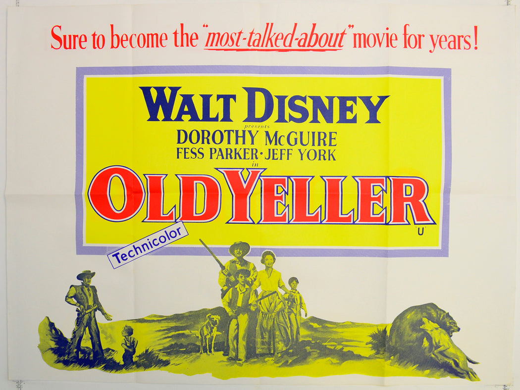 Old Yeller  (1970’s re-release poster)   Original Quad Poster - Film Poster - Movie Poster  