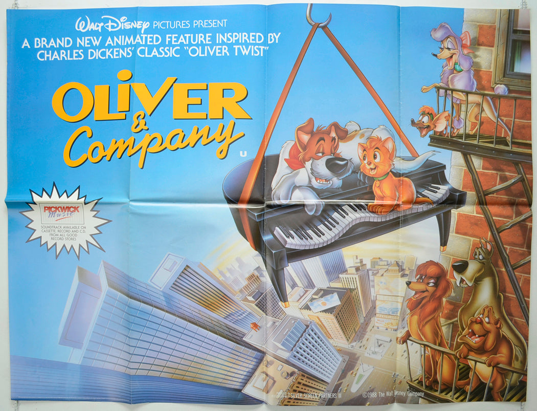 Oliver And Company Original Quad Poster - Film Poster - Movie Poster  