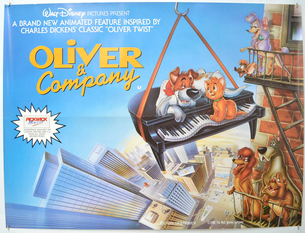 Oliver And Company Original Quad Poster - Film Poster - Movie Poster