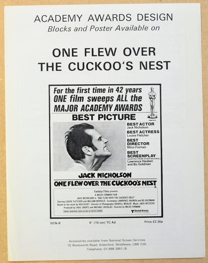 One Flew Over The Cuckoo’s Nest Original 4 Page Cinema Exhibitors Campaign Press Book (UK)