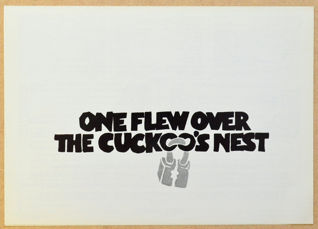 One Flew Over The Cuckoo’s Nest Original Cinema Exhibitors Synopsis / Credits Booklet (UK)