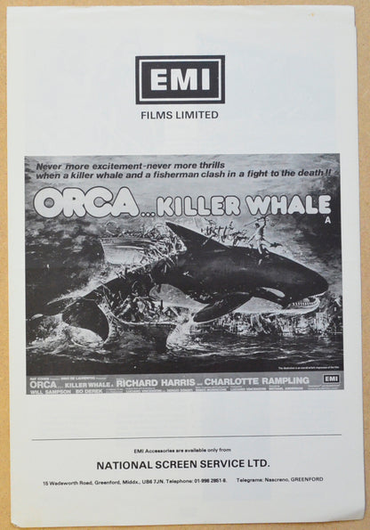 Orca The Killer Whale Original 4 Page Cinema Exhibitors Campaign Press Book (UK)