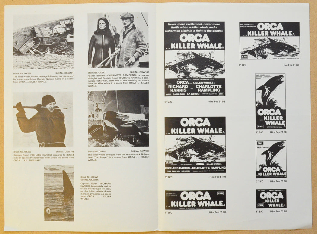 ORCA THE KILLER WHALE Cinema Exhibitors Campaign Press Book - BACK 