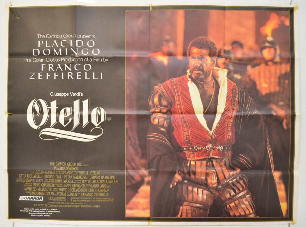 Otello Original Quad Poster - Film Poster - Movie Poster  