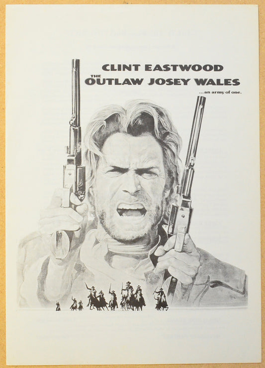 The Outlaw Josey Wales Original Cinema Exhibitors Synopsis / Credits Booklet (UK)